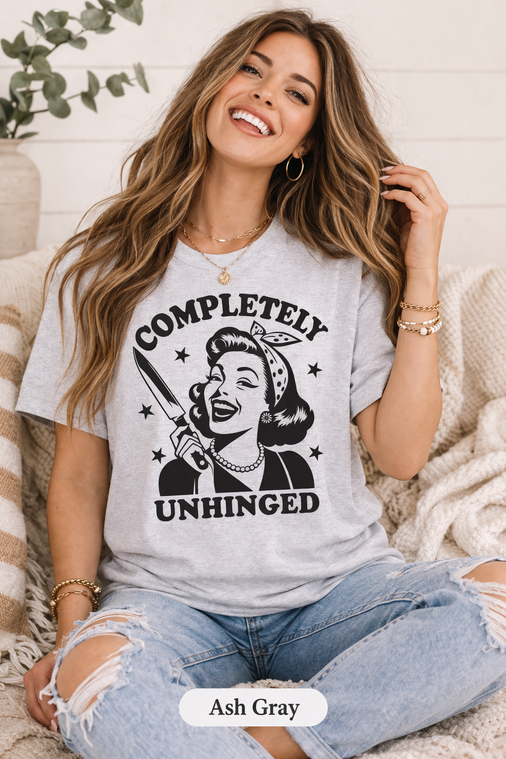Completely Unhinged Graphic Tee | Funny Retro Cowgirl Shirt | Sassy Western Boutique Tee