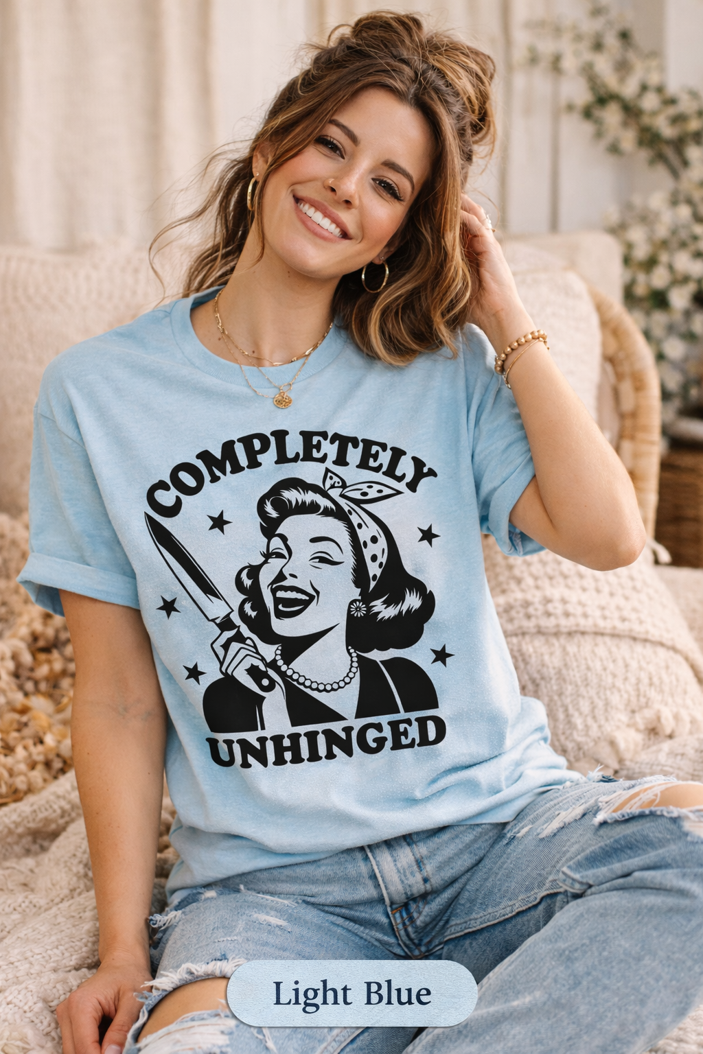 Completely Unhinged Graphic Tee | Funny Retro Cowgirl Shirt | Sassy Western Boutique Tee
