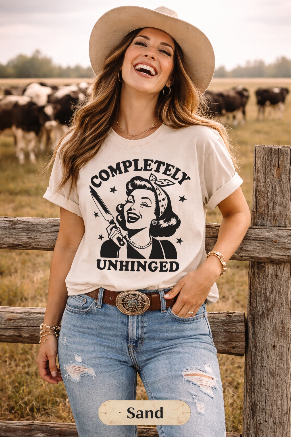 Completely Unhinged Graphic Tee | Funny Retro Cowgirl Shirt | Sassy Western Boutique Tee