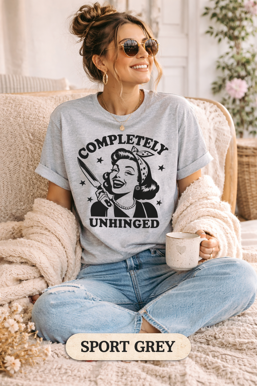 Completely Unhinged Graphic Tee | Funny Retro Cowgirl Shirt | Sassy Western Boutique Tee